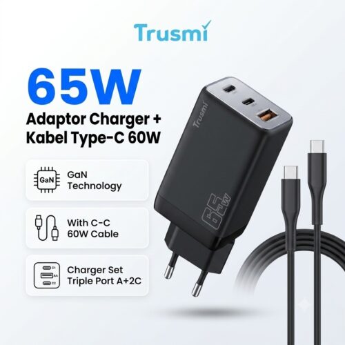 Charger Set (EU) PD65W Mini A+2C GaN With (C to C) 60W Cable