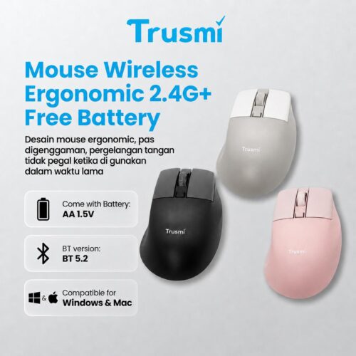 Mouse 2.4G+BT Ergonomic Contoured-Shape Design Wireless