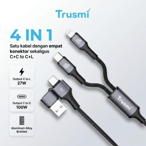 Cable 4in1 (Type-C+C to C+L) PVC+Aluminum Alloy 1.2M