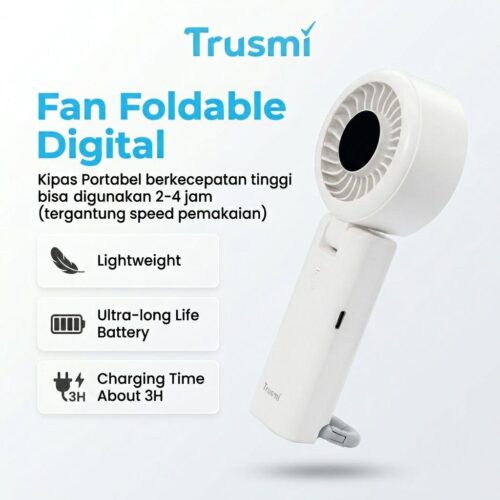 Handheld Fan Foldable Digital High Speed with Finger Ring