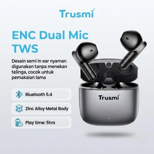 Wireless Earphone semi-in-Ear ENC Zinc Alloy Metal