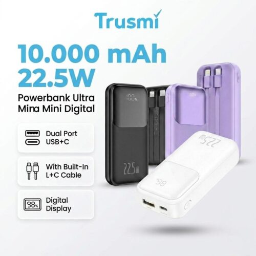 Power Bank 22.5Watt 10000 mAh With Type-C + Lightning Kabel