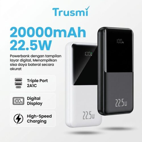 Power Bank Digital LED 20000mAh 22.5W Type-C USB