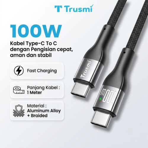Kabel Charger 100W Type-C Fast Charging LED