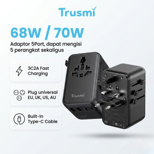 Universal Adaptor 68W/70W 5Port USB-A & Type C + Kabel GaN