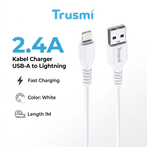 Kabel Charger USB-A to Lightning 2.4A 1M